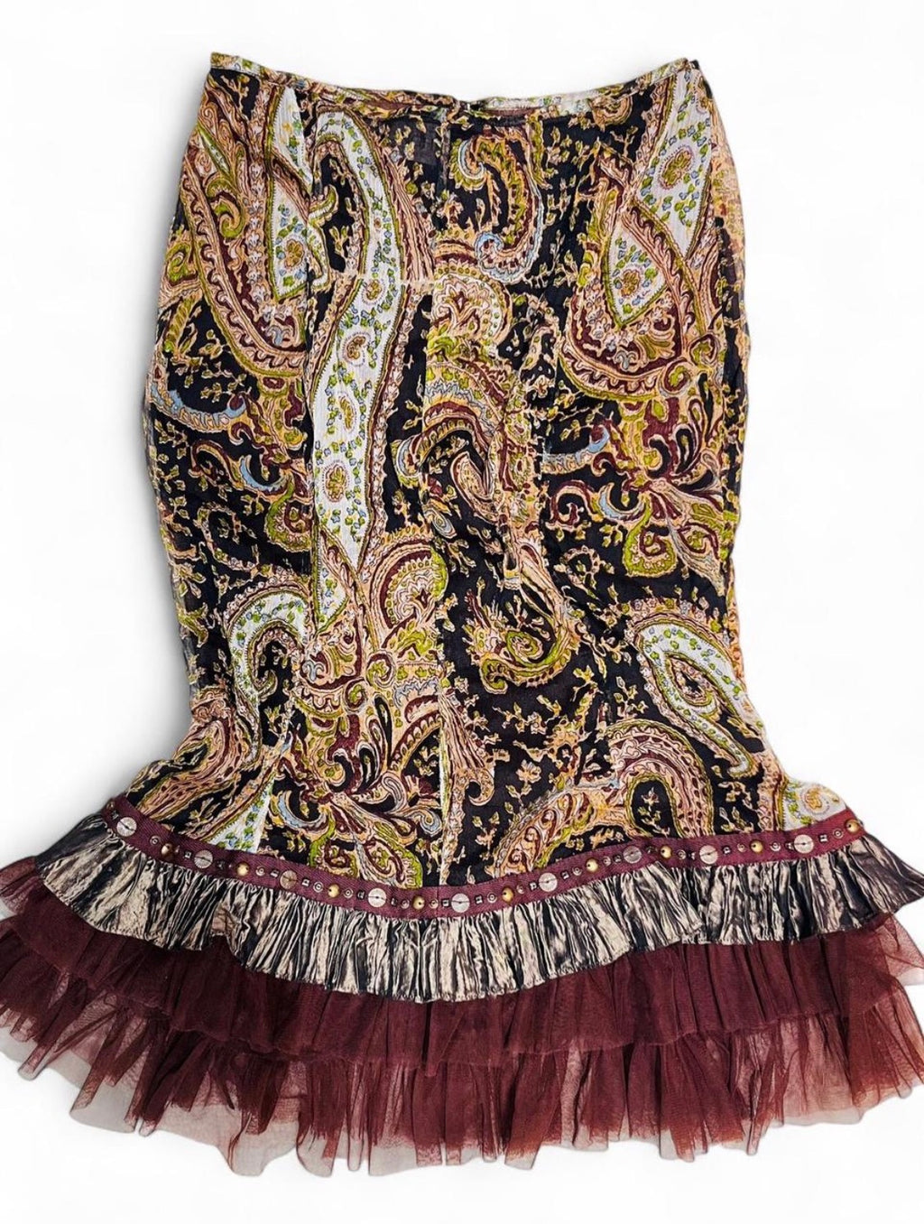 ELLA SINGH paisley midi trumpet skirt