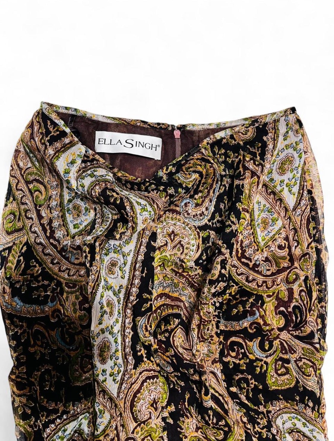 ELLA SINGH paisley midi trumpet skirt