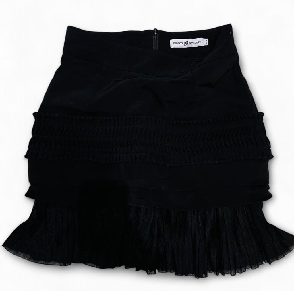 DONATA DAVIDOFF Black Ruffled Skirt