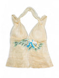 LA PERLA Embroidered Tulle Halter Top