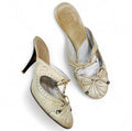 CHRISTIAN DIOR Cream Embossed Leather Mules