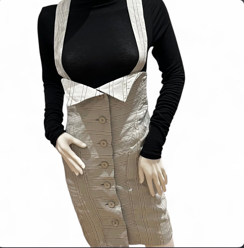 1980s J. FRANCOIS CHARLES PIERO PANCHETTI Tailored Suspender Dress
