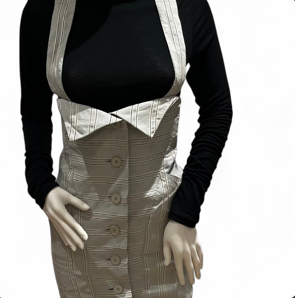 1980s J. FRANCOIS CHARLES PIERO PANCHETTI Tailored Suspender Dress