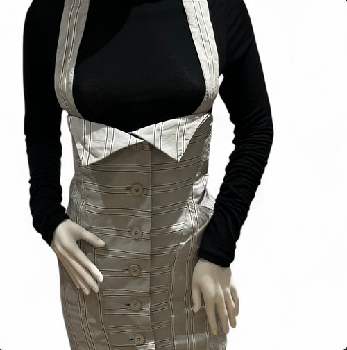 1980s J. FRANCOIS CHARLES PIERO PANCHETTI Tailored Suspender Dress