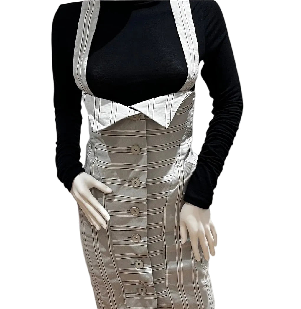 1980s J. FRANCOIS CHARLES PIERO PANCHETTI Tailored Suspender Dress