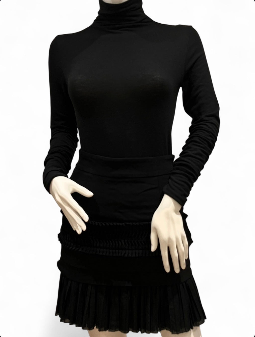 DONATA DAVIDOFF Black Ruffled Skirt