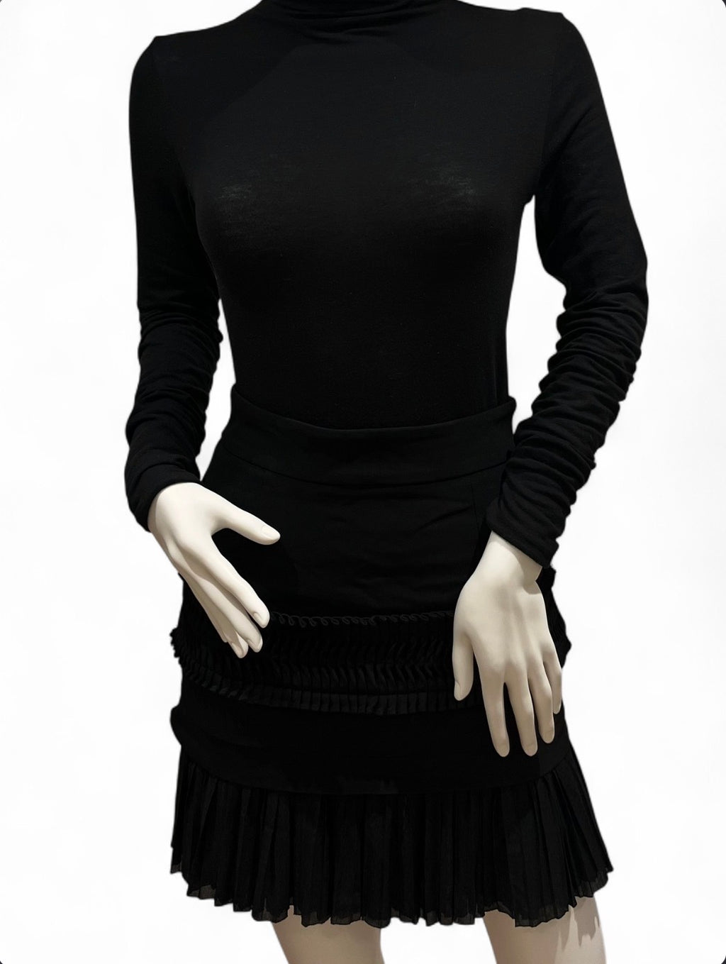 DONATA DAVIDOFF Black Ruffled Skirt