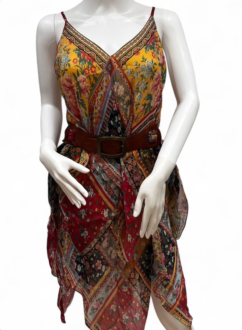 PLEIN SUD sheer silk handkerchief dress