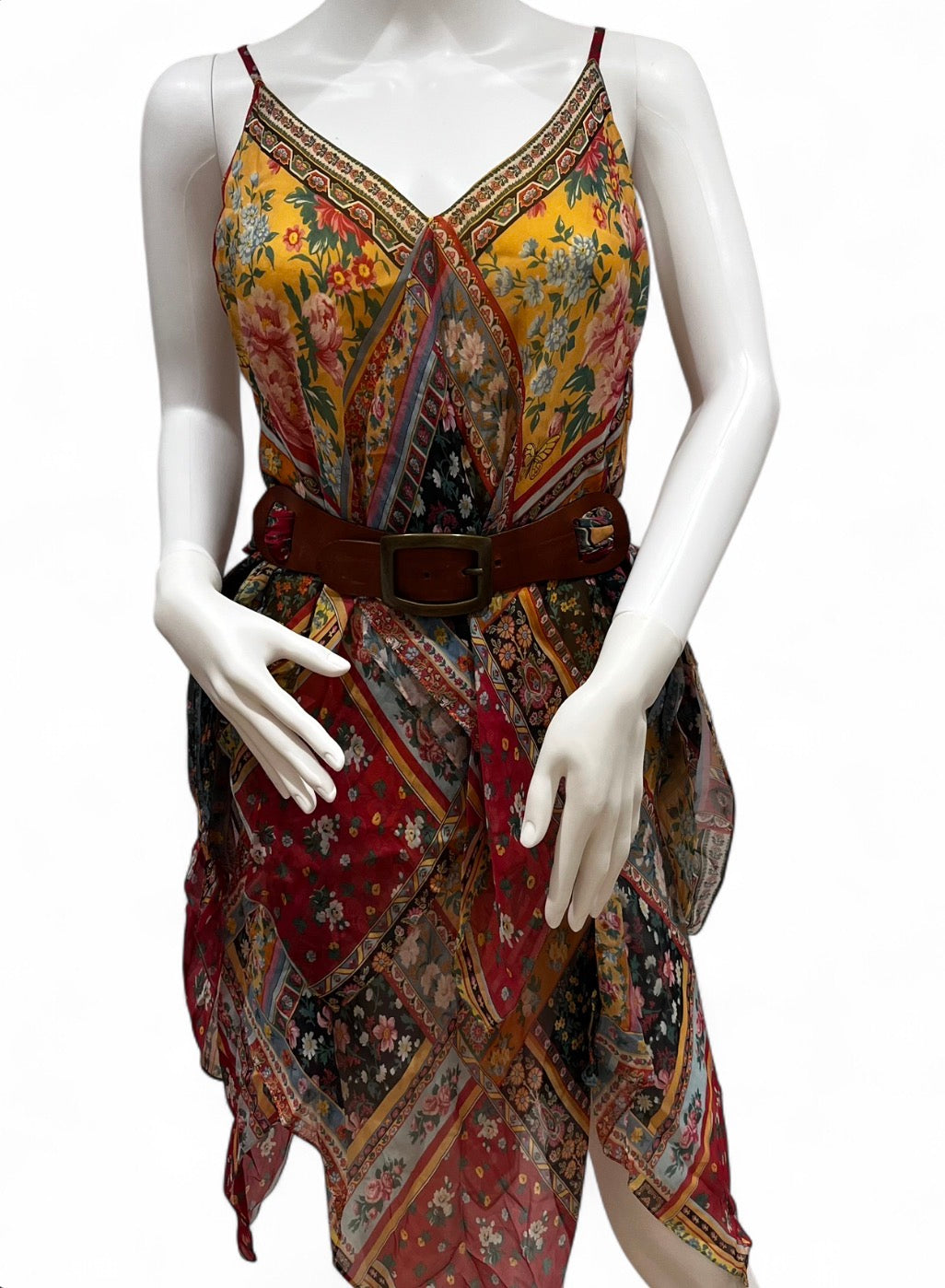 PLEIN SUD sheer silk handkerchief dress