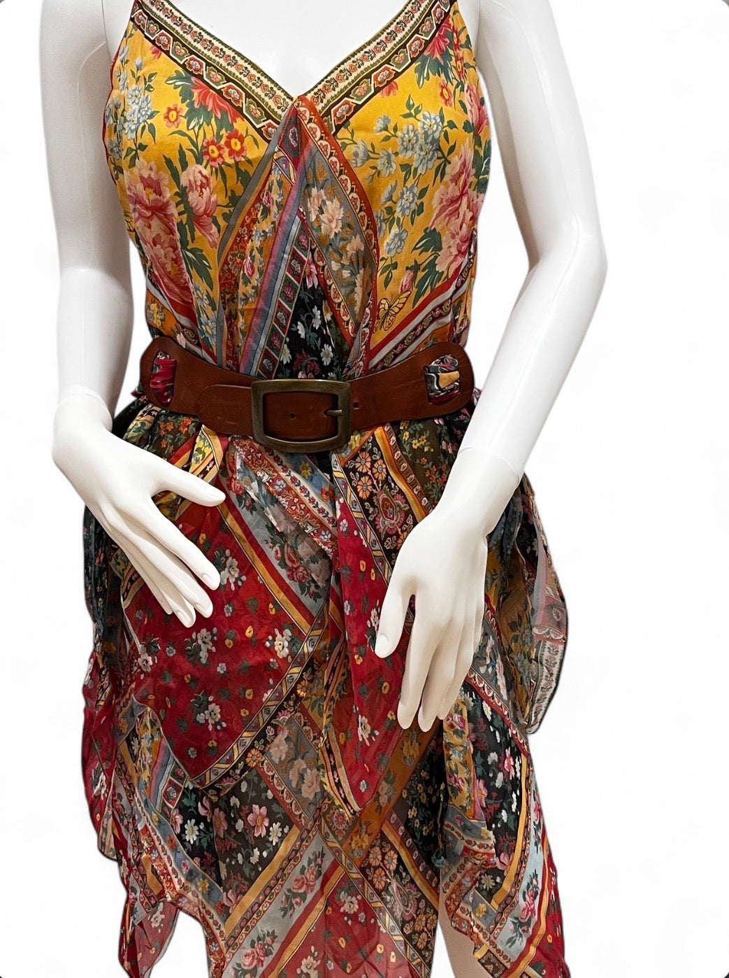PLEIN SUD sheer silk handkerchief dress