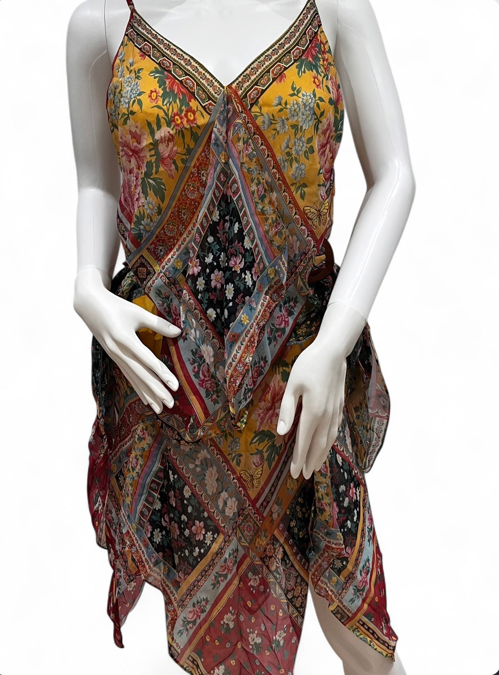 PLEIN SUD sheer silk handkerchief dress