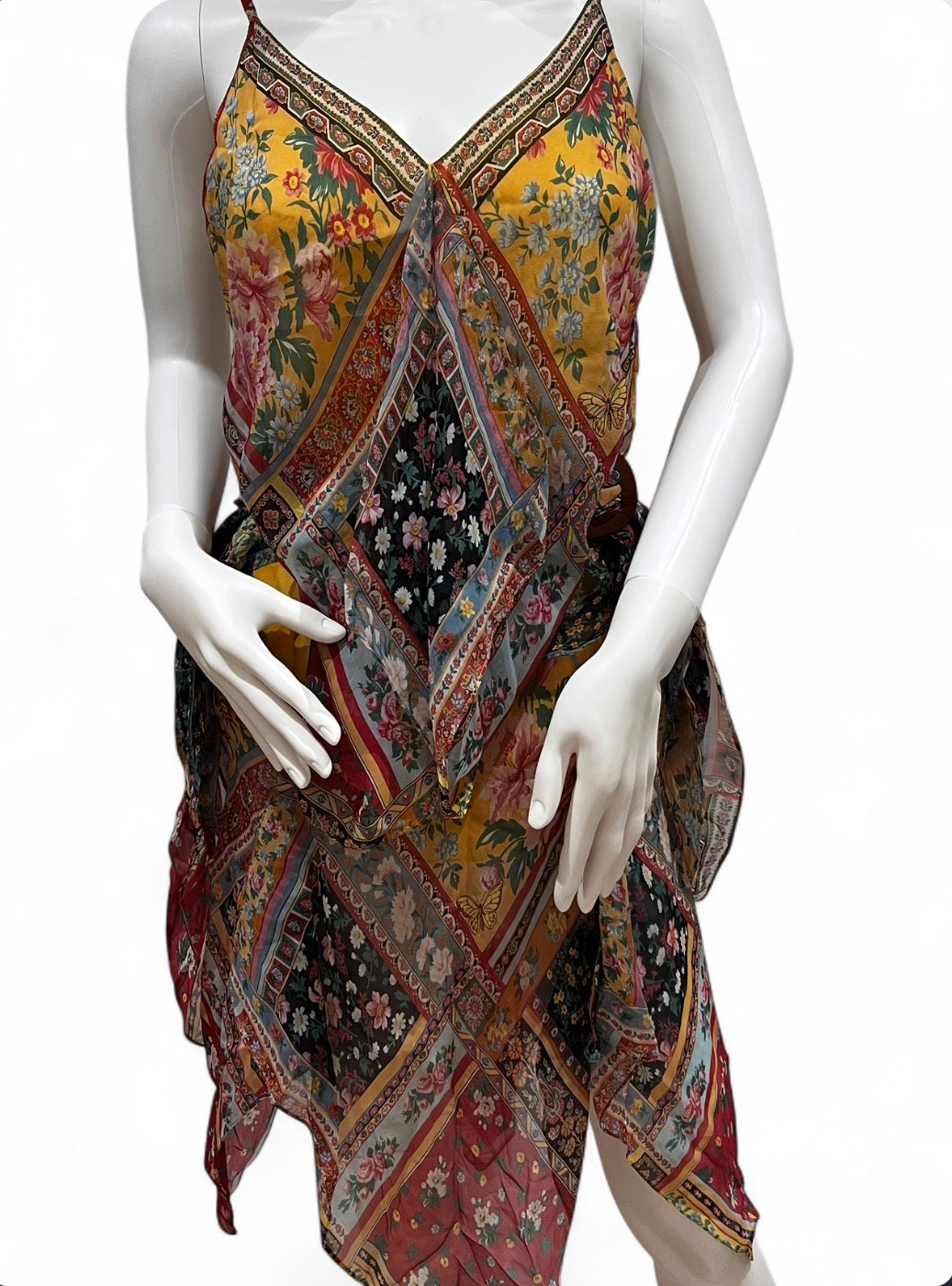 PLEIN SUD sheer silk handkerchief dress